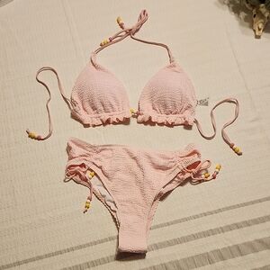 Pink Crochet Bikini Set